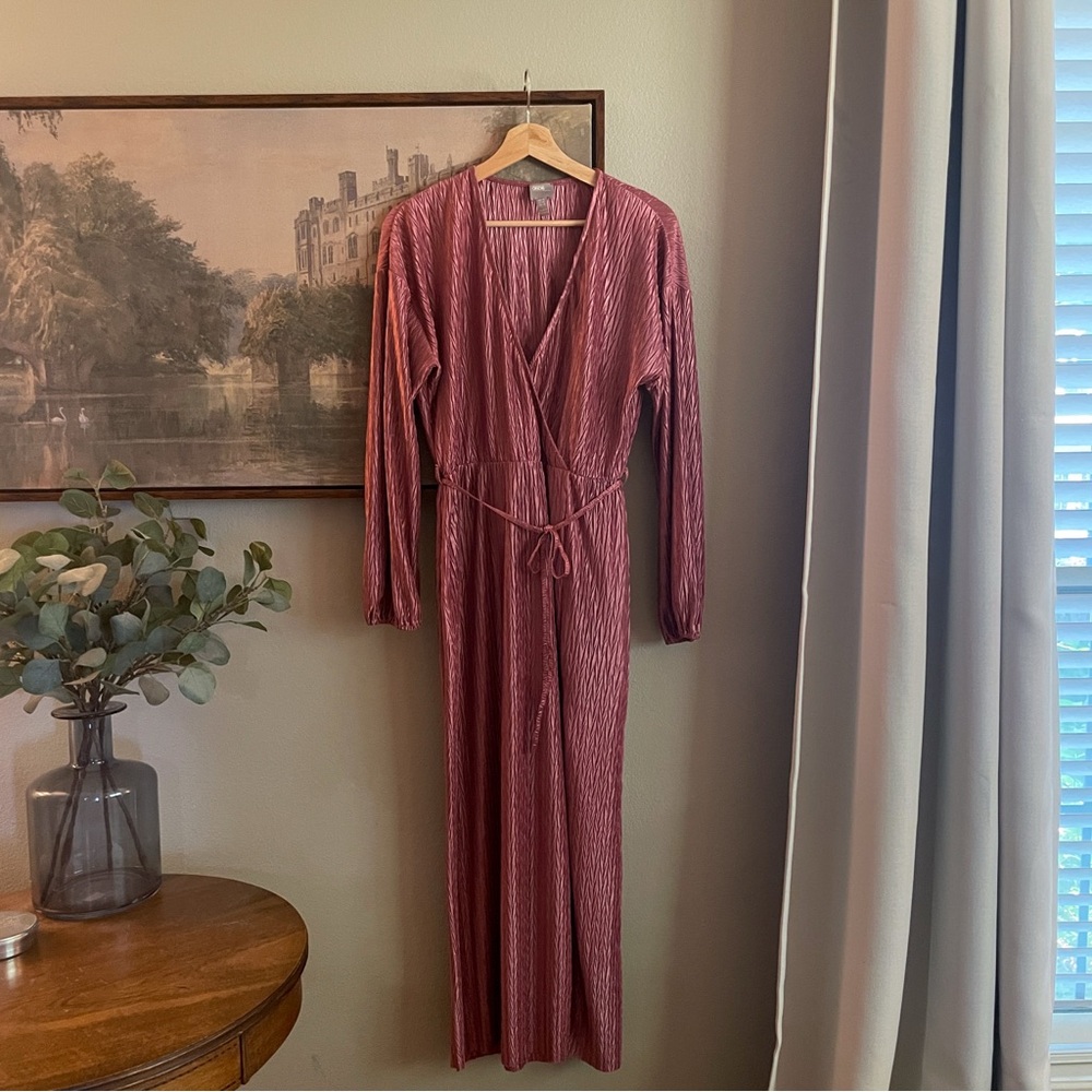 ASOS Plisse Wrap Dress in Dusty Rose